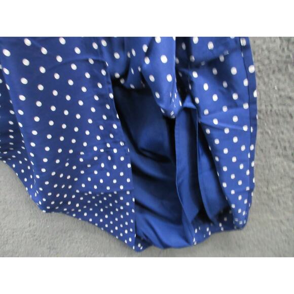 J. Crew Navy Blue Polka Dot Blouson Drop Pleat Silk Midi Dress Size 4 - Picture 7 of 14